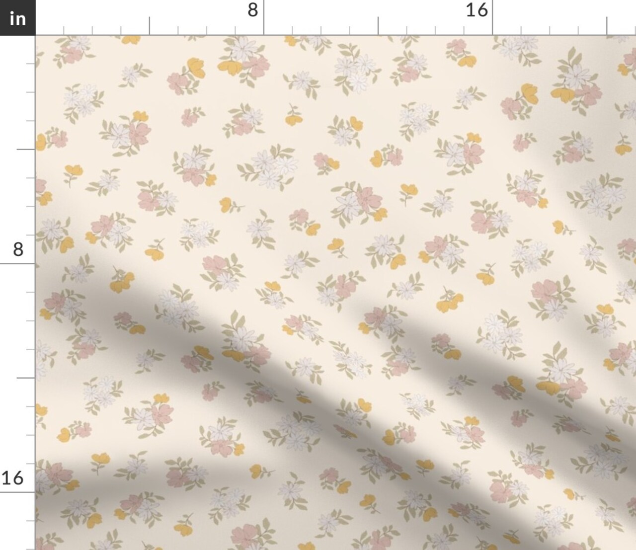 Retro Floral Spring Summer Vintage Flowers Farmhouse Medium Scale Nursery 70S Hand Drawn Bouquet Small Garden Cottagecore Peach Pink Yellow Custom Printed Fabric by Spoonflower Various Fabrics by the Yard or Fat Quarter
